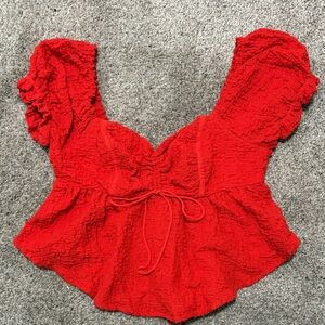 Urban Outfitters Coral Red Textured Crop Top